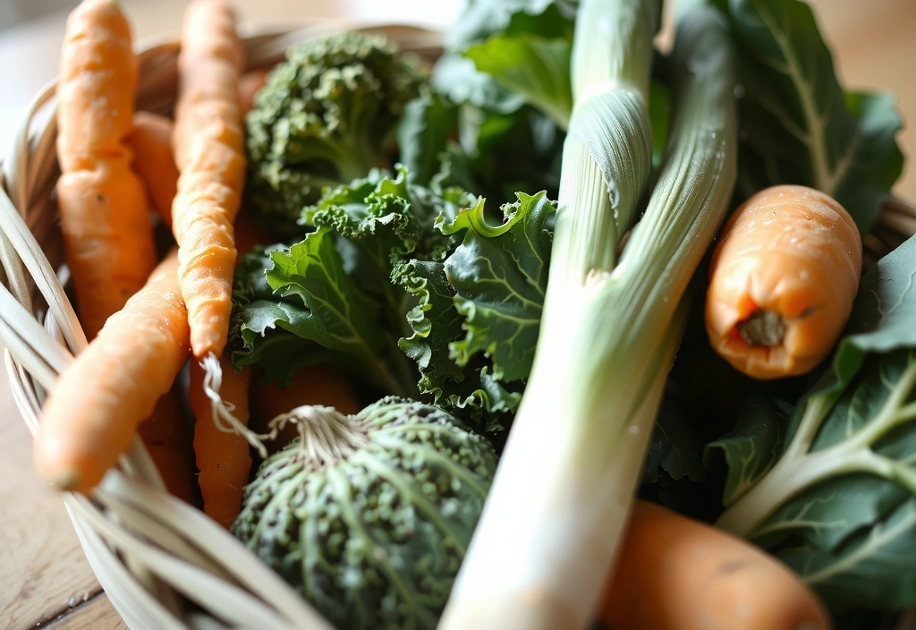 Einkaufskorb mit saisonalem Gemüse